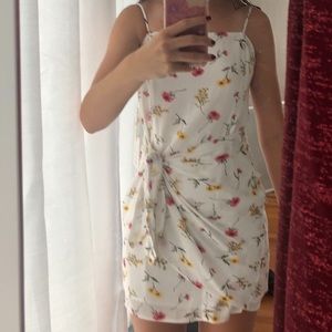 White Floral Wrap Dress